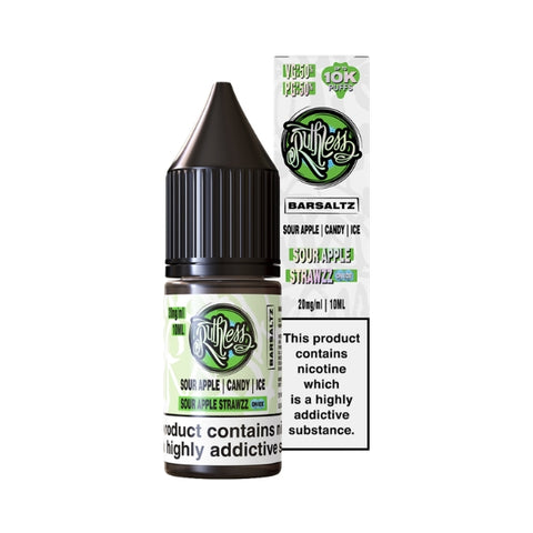 Sour Apple Strawzz On Ice Nic Salt by Ruthless Bar Saltz. - 10ml